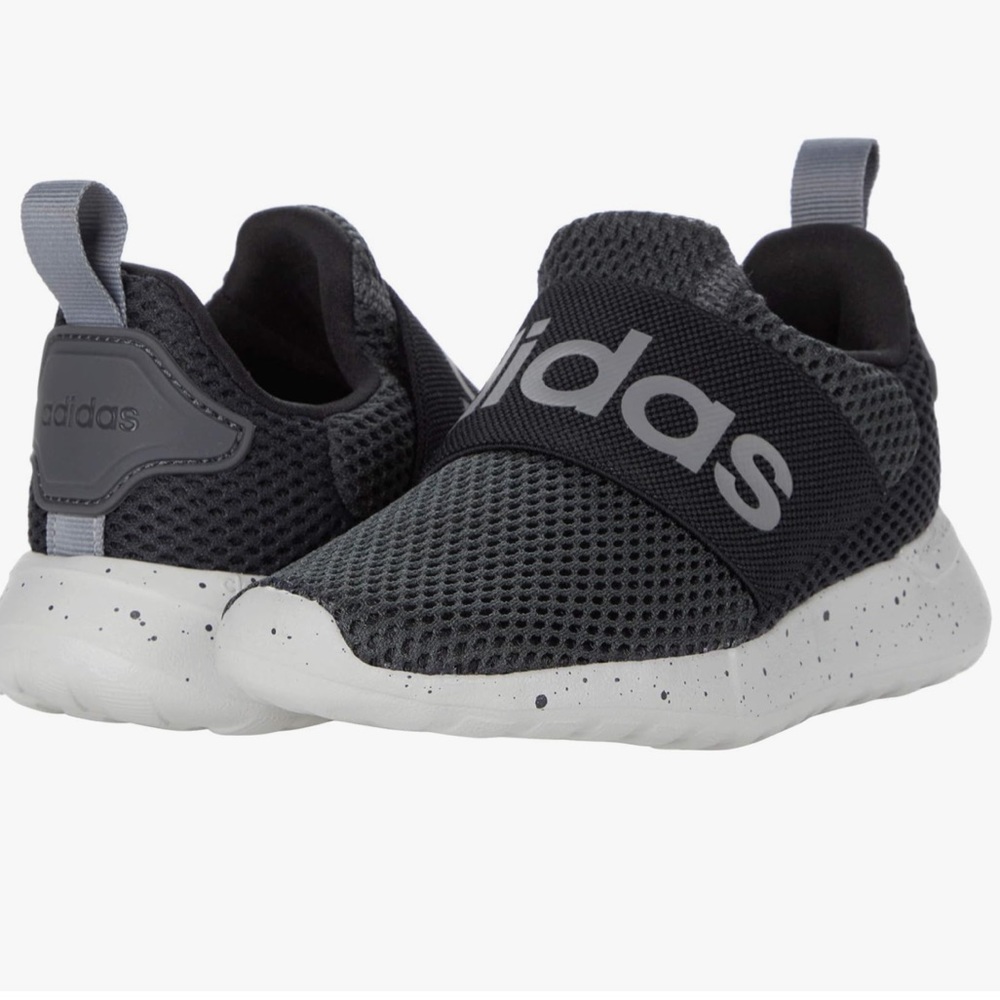 Kids Adidas Racer Lite Black & Gray Slip-On Sneakers Running Shoes Size 3